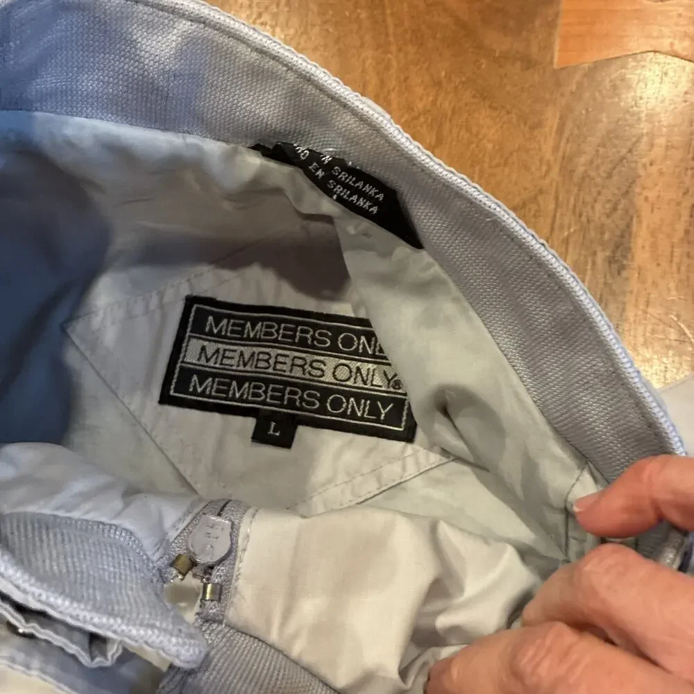 Vintage Members Only Jacket Mens L Gray Bomber Full Zip Lined Hong Kong 80s